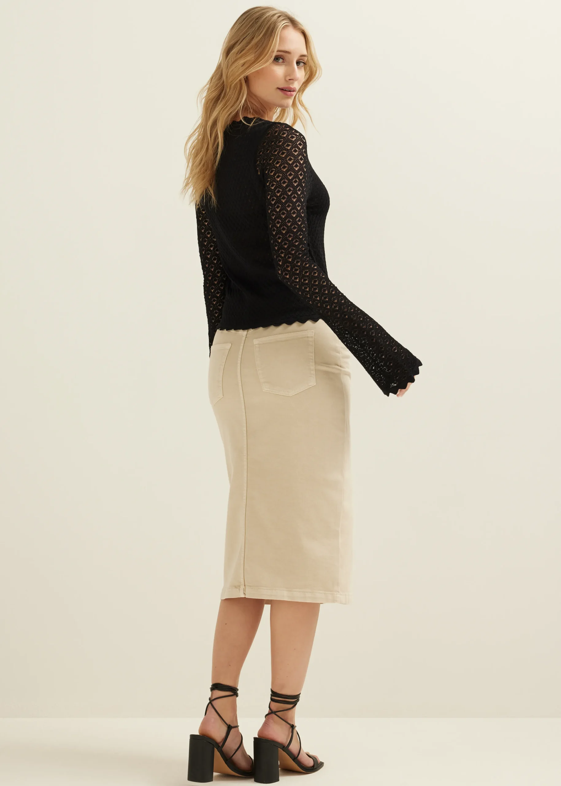 Outlet Cotton Club Ajour gebreide trui zwart