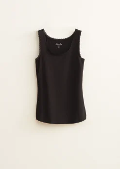 Hot Cotton Club Basic singlet breed met kant zwart