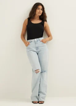 Hot Cotton Club Basic singlet breed met kant zwart