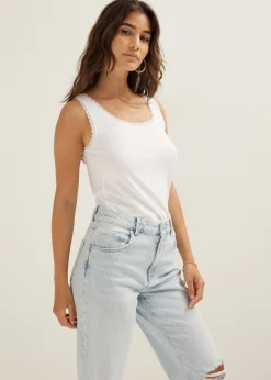New Cotton Club Basic singlet breed met kant wit