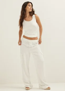 Outlet Cotton Club Basic singlet breed met kant wit,off-white
