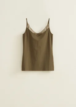Fashion Cotton Club Basic singlet met kant detail groen,denne
