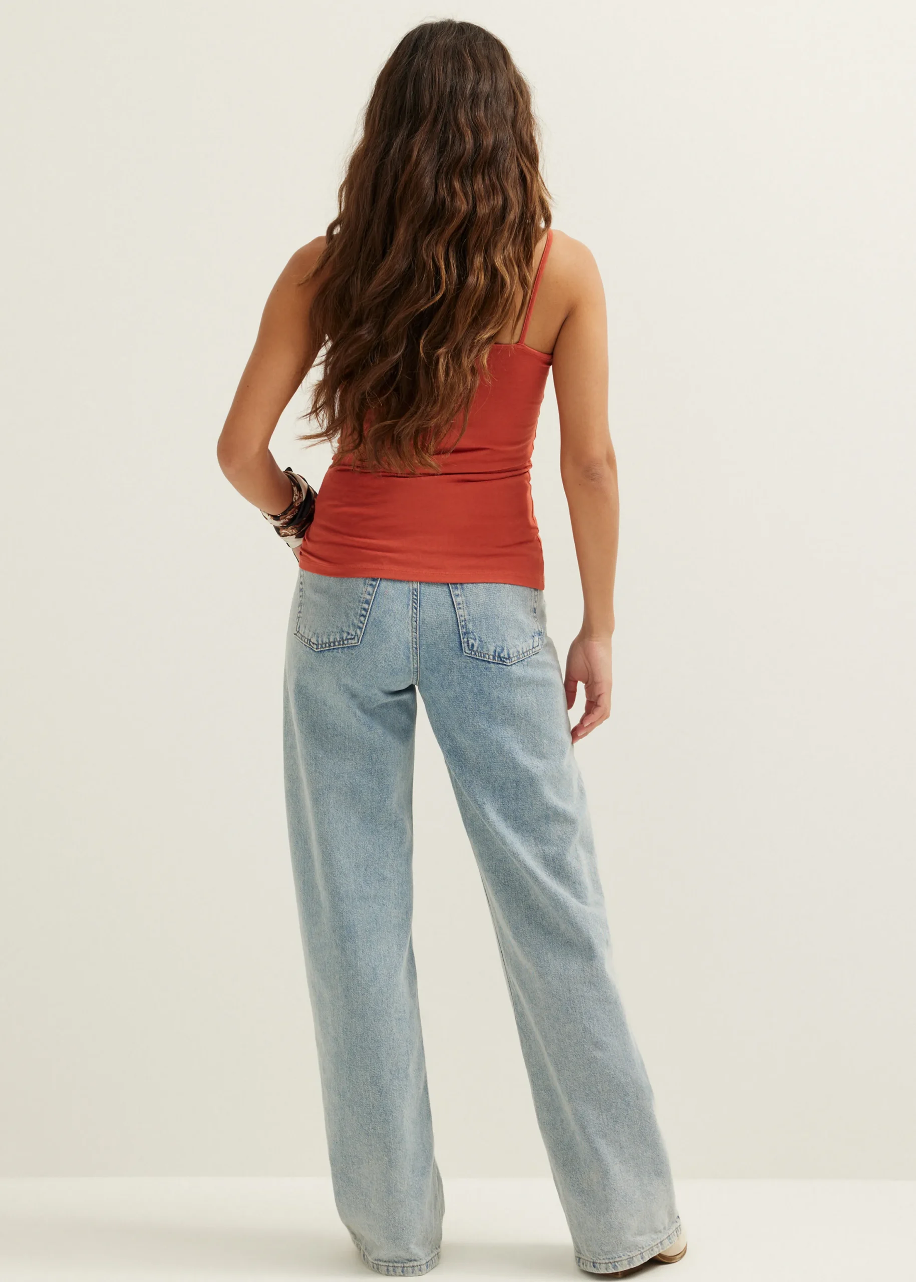 Outlet Cotton Club Basic singlet met kant detail brique