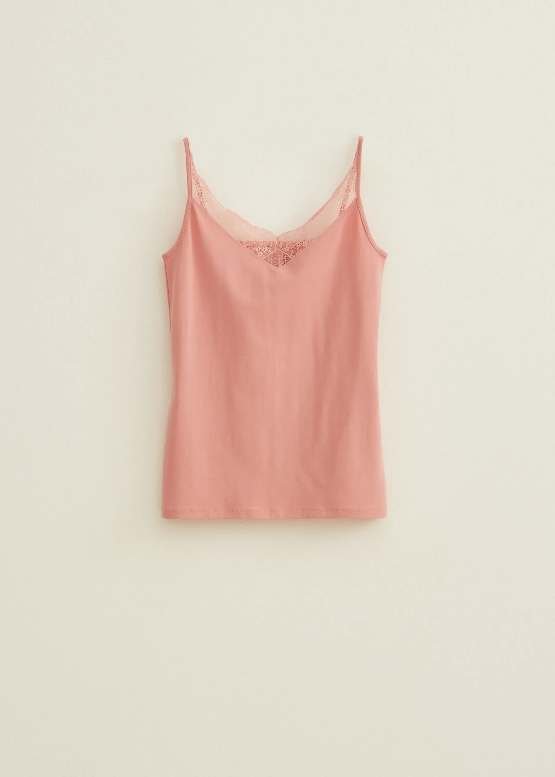 New Cotton Club Basic singlet met kant detail terracotta,zacht