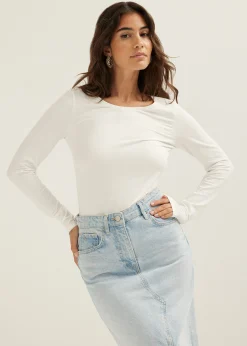 Hot Cotton Club Basic top met lange mouwen wit,off-white