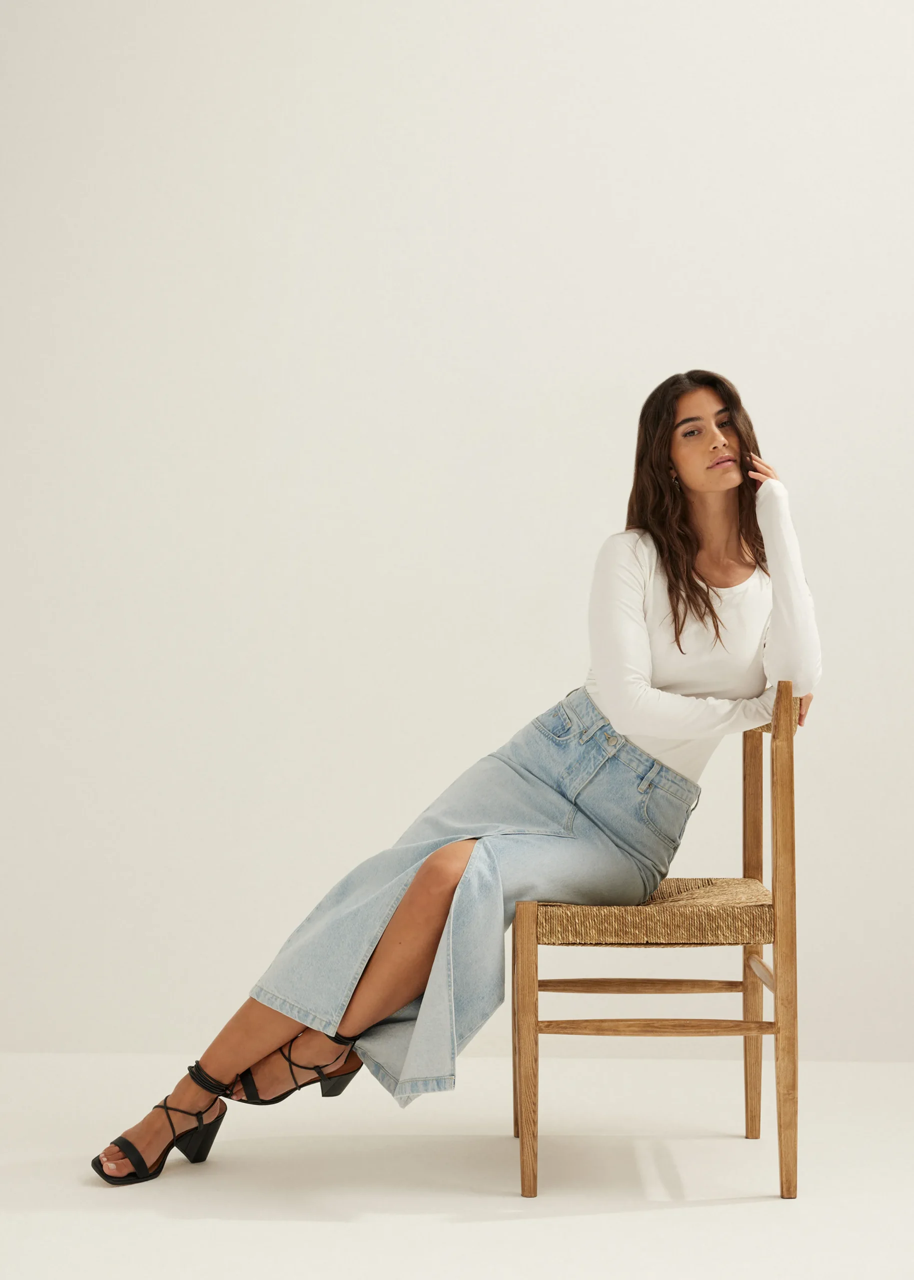 Hot Cotton Club Basic top met lange mouwen wit,off-white
