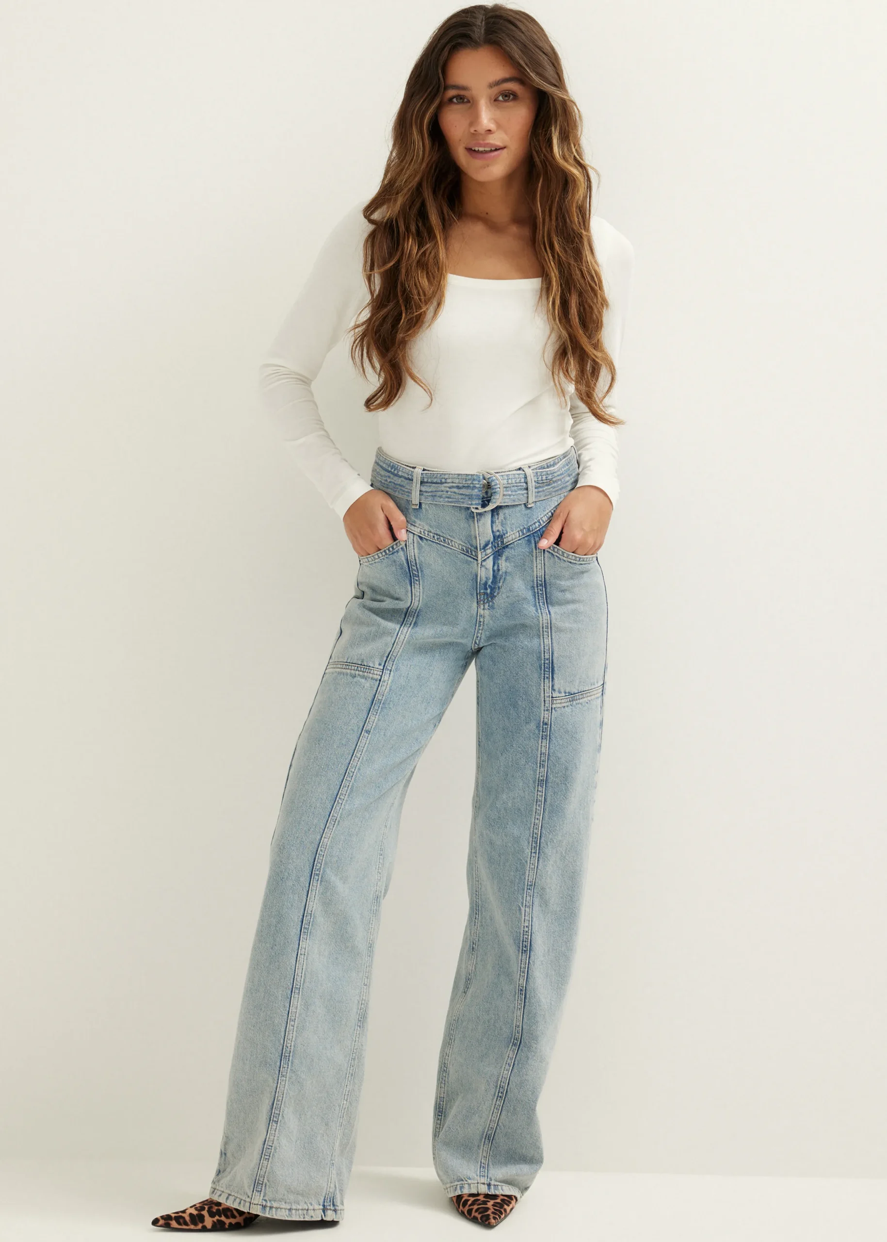 Hot Cotton Club Basic t-shirt lange mouw wit,off-white