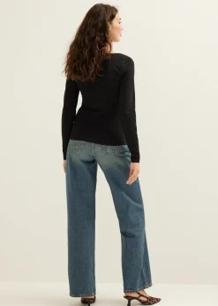 Hot Cotton Club Basic t-shirt lange mouw zwart