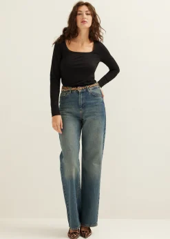 Hot Cotton Club Basic t-shirt lange mouw zwart