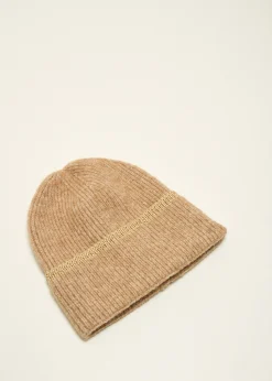Clearance Cotton Club Beanie met lurex camelgem&ecirc;leerd