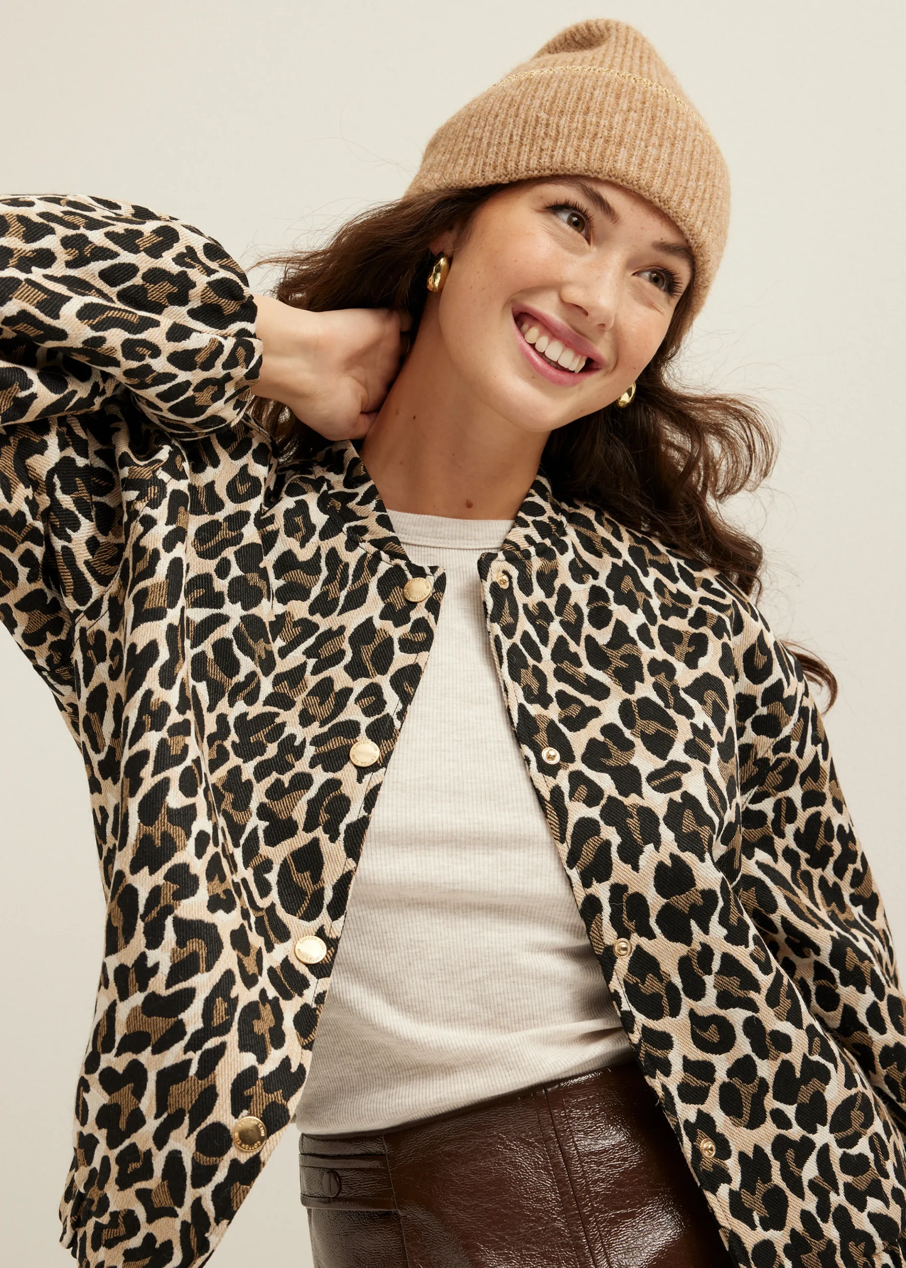 Clearance Cotton Club Beanie met lurex camelgemêleerd