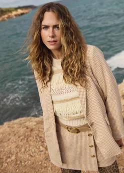 Fashion Cotton Club Blazer geruit patroon zand