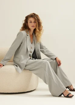 Fashion Cotton Club Blazer met krijtstreep grijsgemêleerd