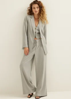 Fashion Cotton Club Blazer met krijtstreep grijsgemêleerd
