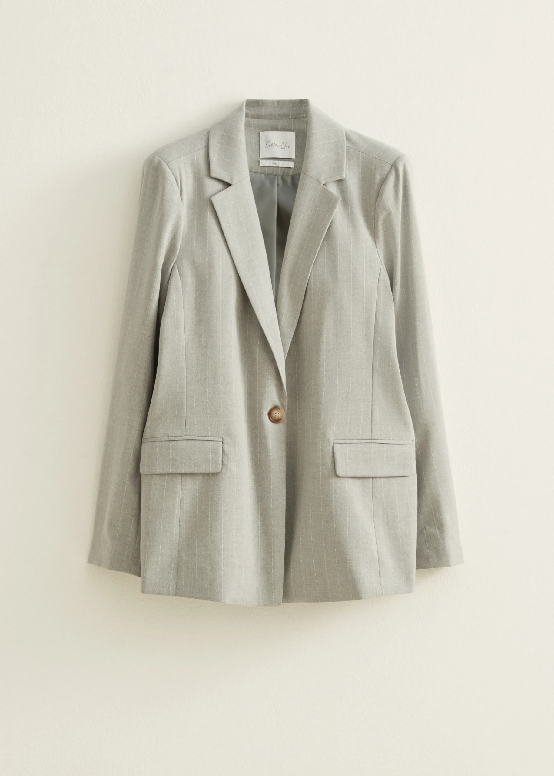 Fashion Cotton Club Blazer met krijtstreep grijsgemêleerd