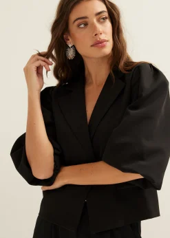 Sale Cotton Club Blazer met pofmouw zwart