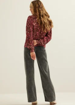 Sale Cotton Club Blouse bloemenprint bordeaux,licht
