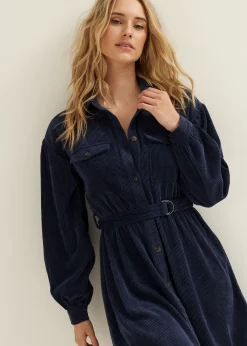 Clearance Cotton Club Blouse jurk van corduroy donkerblauw