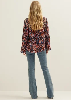 Fashion Cotton Club Blouse met all-over print donkerbruin