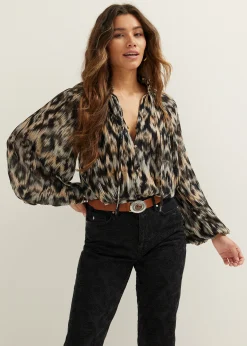Hot Cotton Club Blouse met all-over print mint