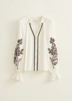 Best Cotton Club Blouse met borduurwerk wit,off-white