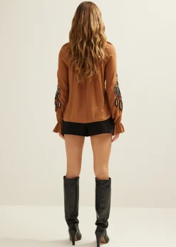 Discount Cotton Club Blouse met borduurwerk softmocca