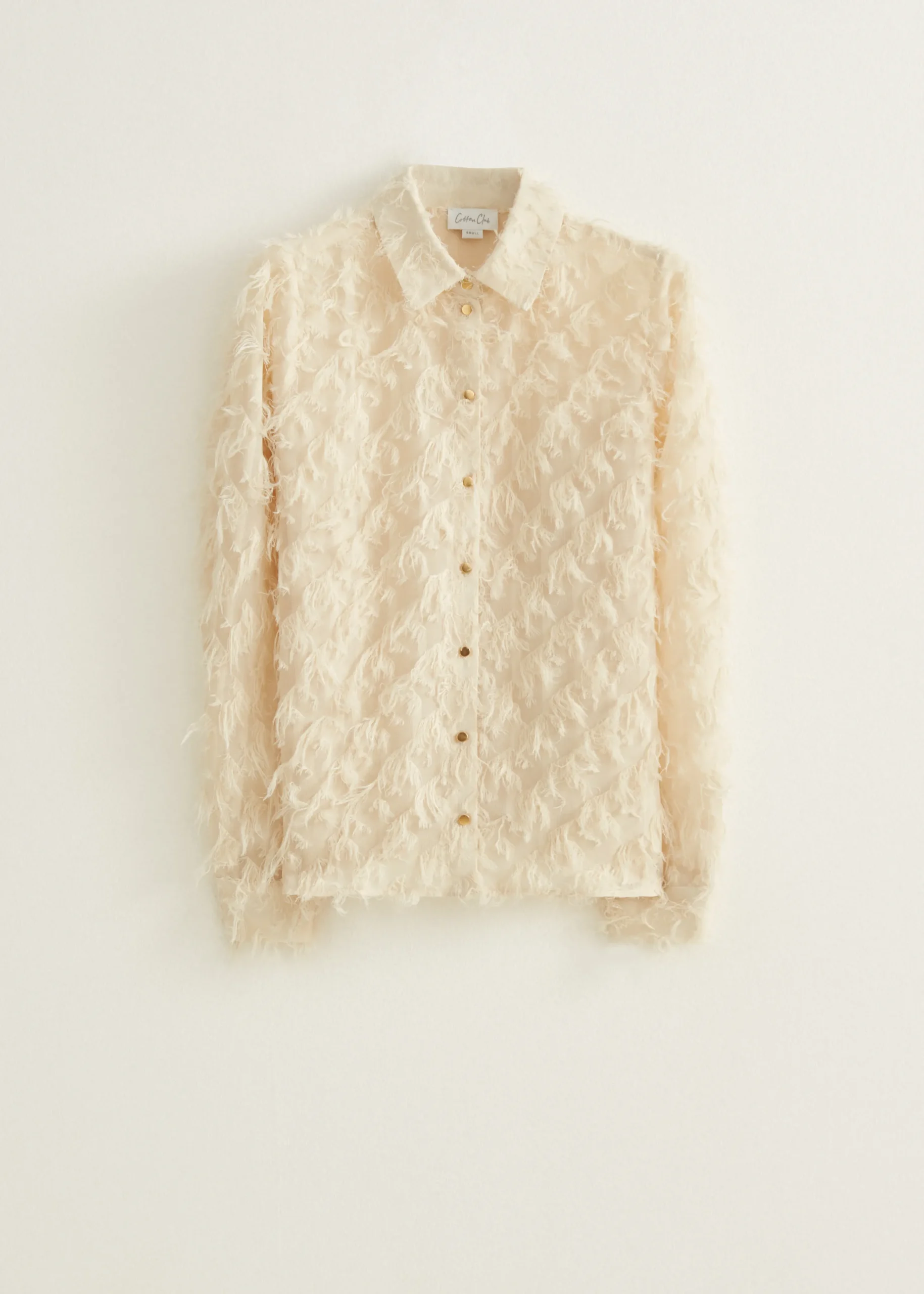 Best Cotton Club Blouse met furry details lichtzand