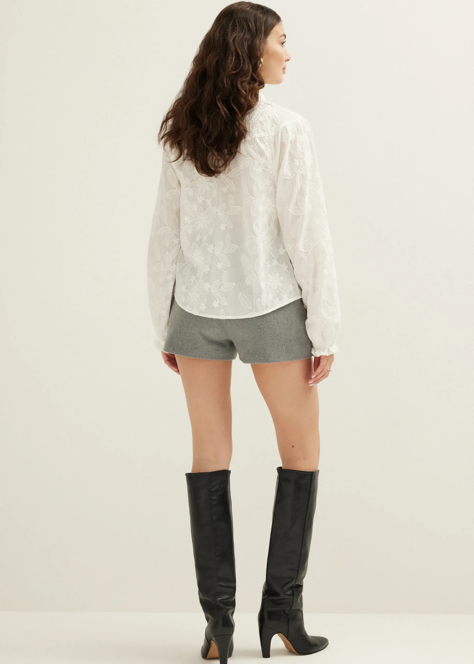 Best Cotton Club Blouse met jacquard bloemen wit,off-white