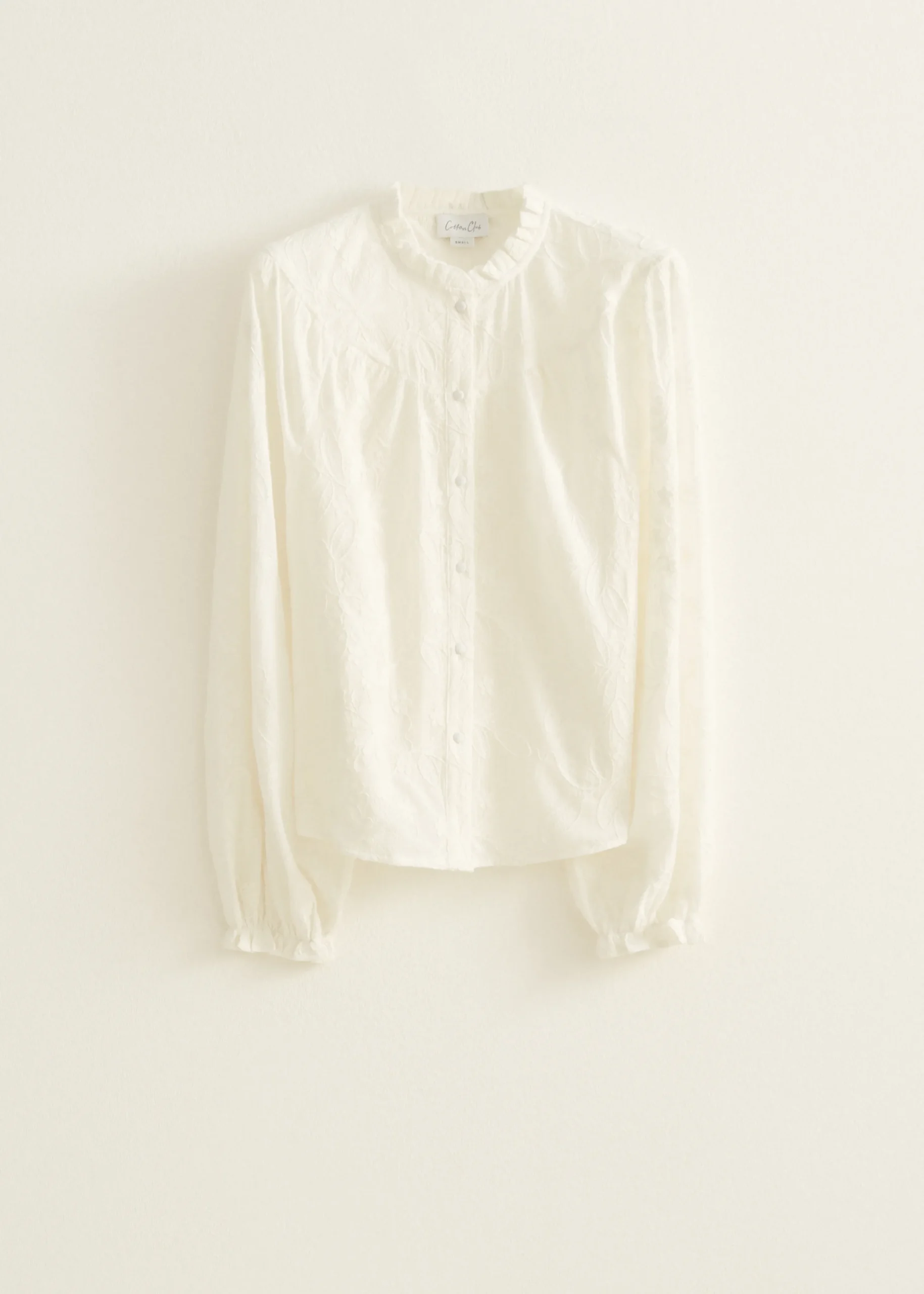 Best Cotton Club Blouse met jacquard bloemen wit,off-white