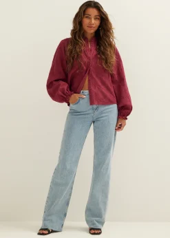 Outlet Cotton Club Blouse met jacquard bloemen bordeaux,licht
