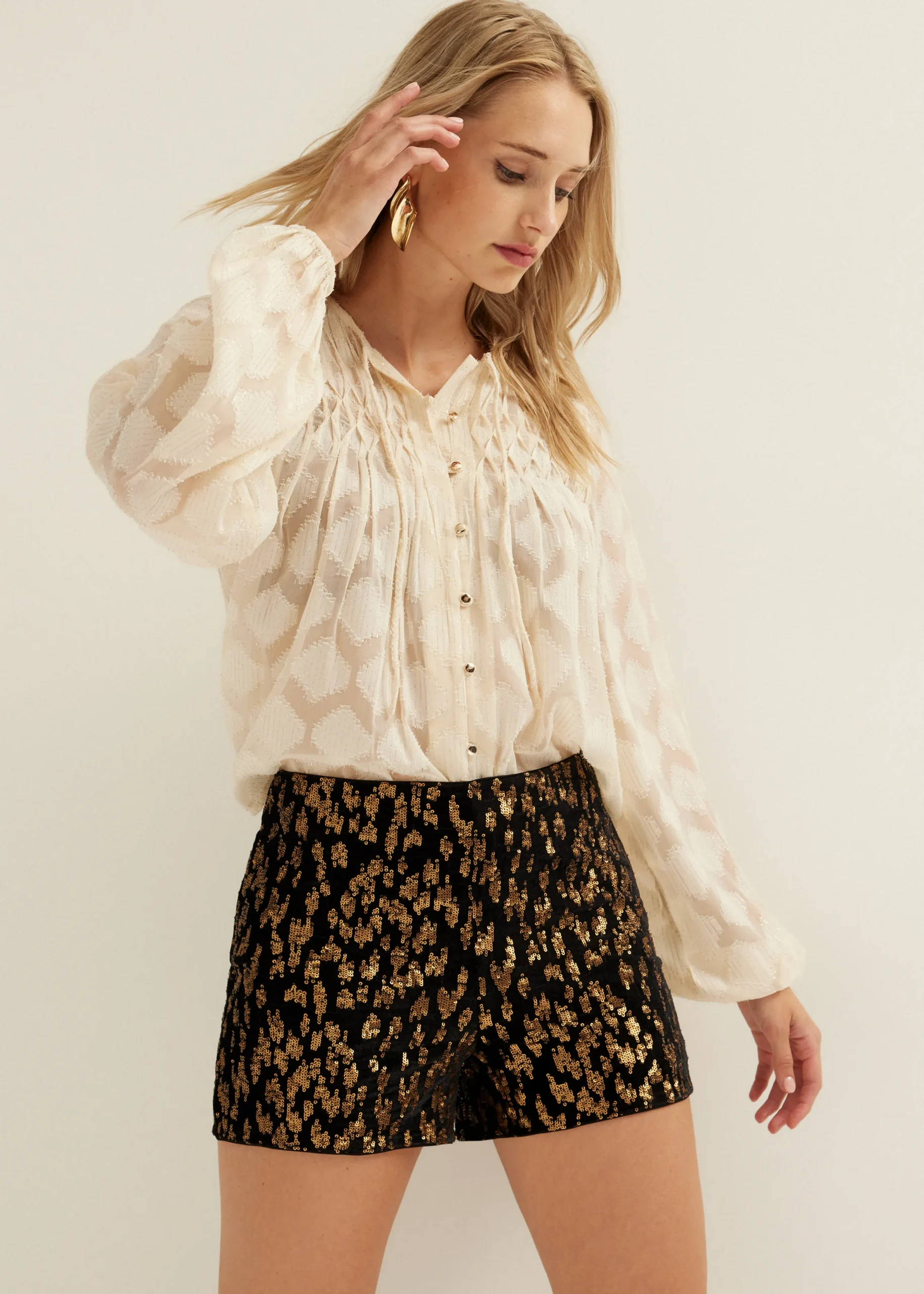 New Cotton Club Blouse met pintuck details ecru