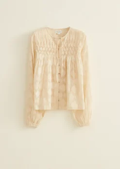 New Cotton Club Blouse met pintuck details ecru