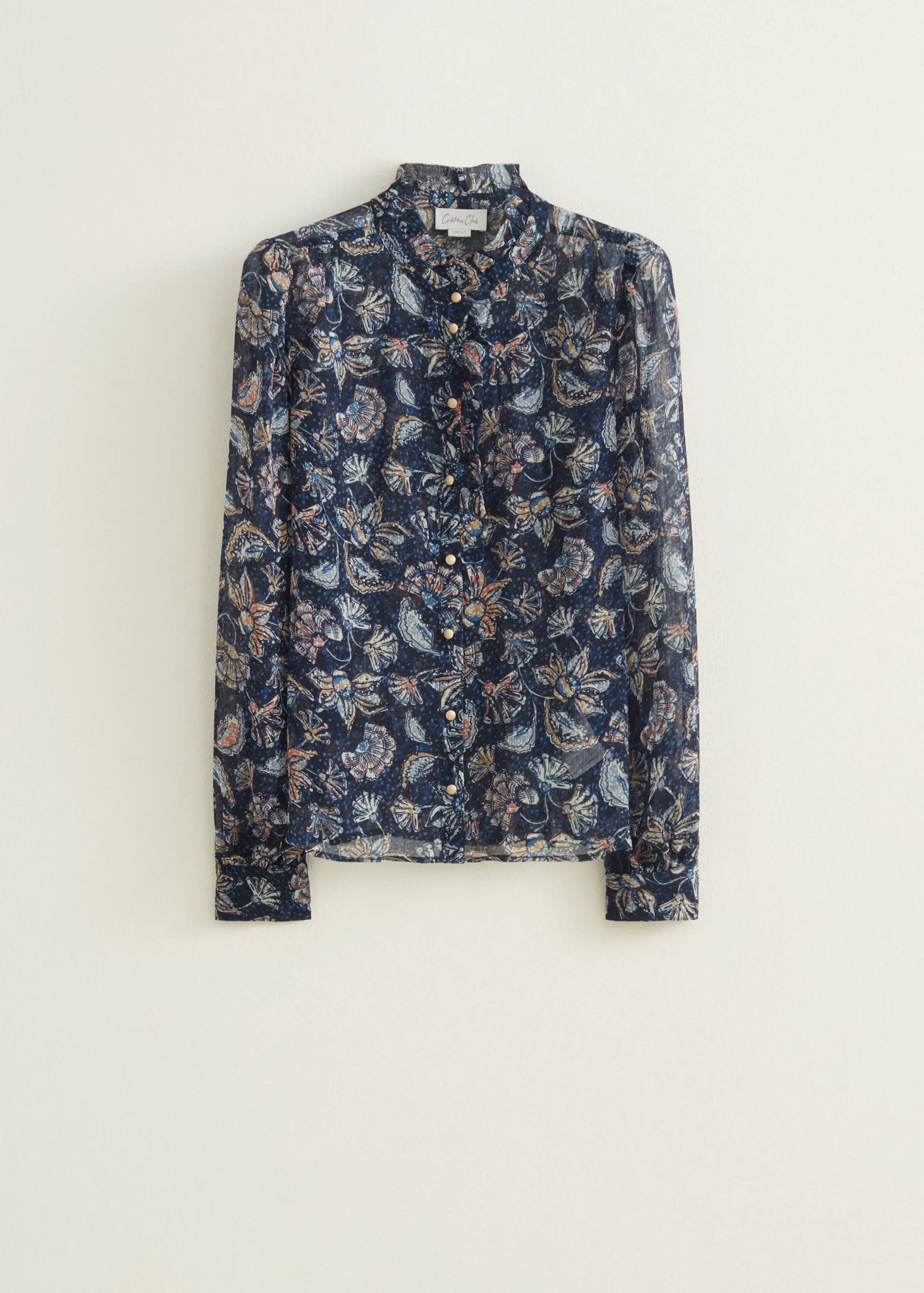 Hot Cotton Club Blouse met print indigo