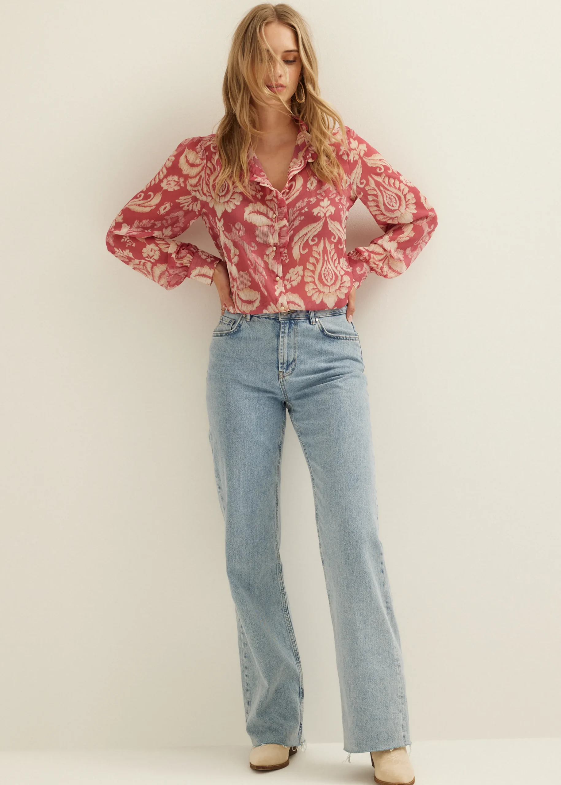 Outlet Cotton Club Blouse met print mauve