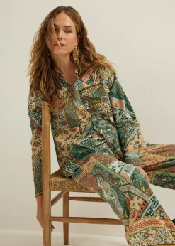 Online Cotton Club Blouse met scarf print meerkleurig