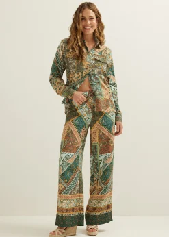Online Cotton Club Blouse met scarf print meerkleurig