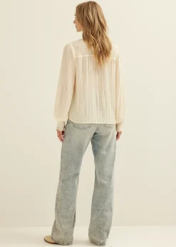 Clearance Cotton Club Blouse met stippen wit,off-white