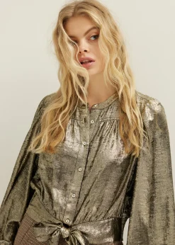 New Cotton Club Blouse met strik goud
