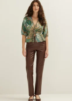 Outlet Cotton Club Blouse met striksluiting meerkleurig