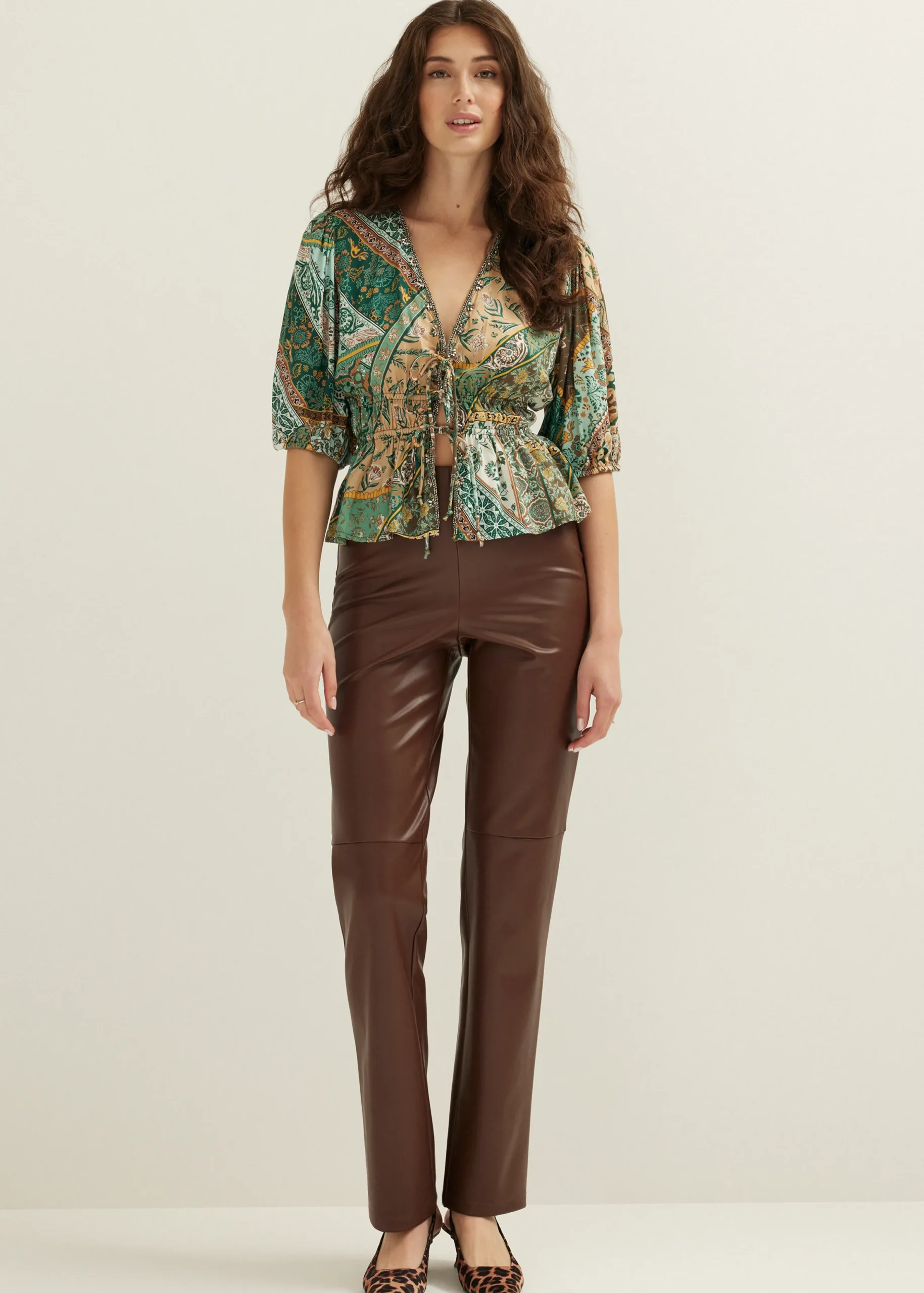 Outlet Cotton Club Blouse met striksluiting meerkleurig