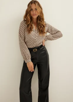 Sale Cotton Club Blouse met structuur lichtzand