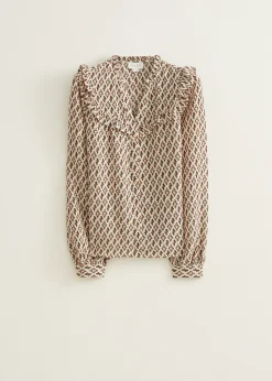 Sale Cotton Club Blouse met structuur lichtzand