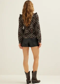 Outlet Cotton Club Blouse met structuur zwart