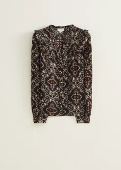 Outlet Cotton Club Blouse met structuur zwart