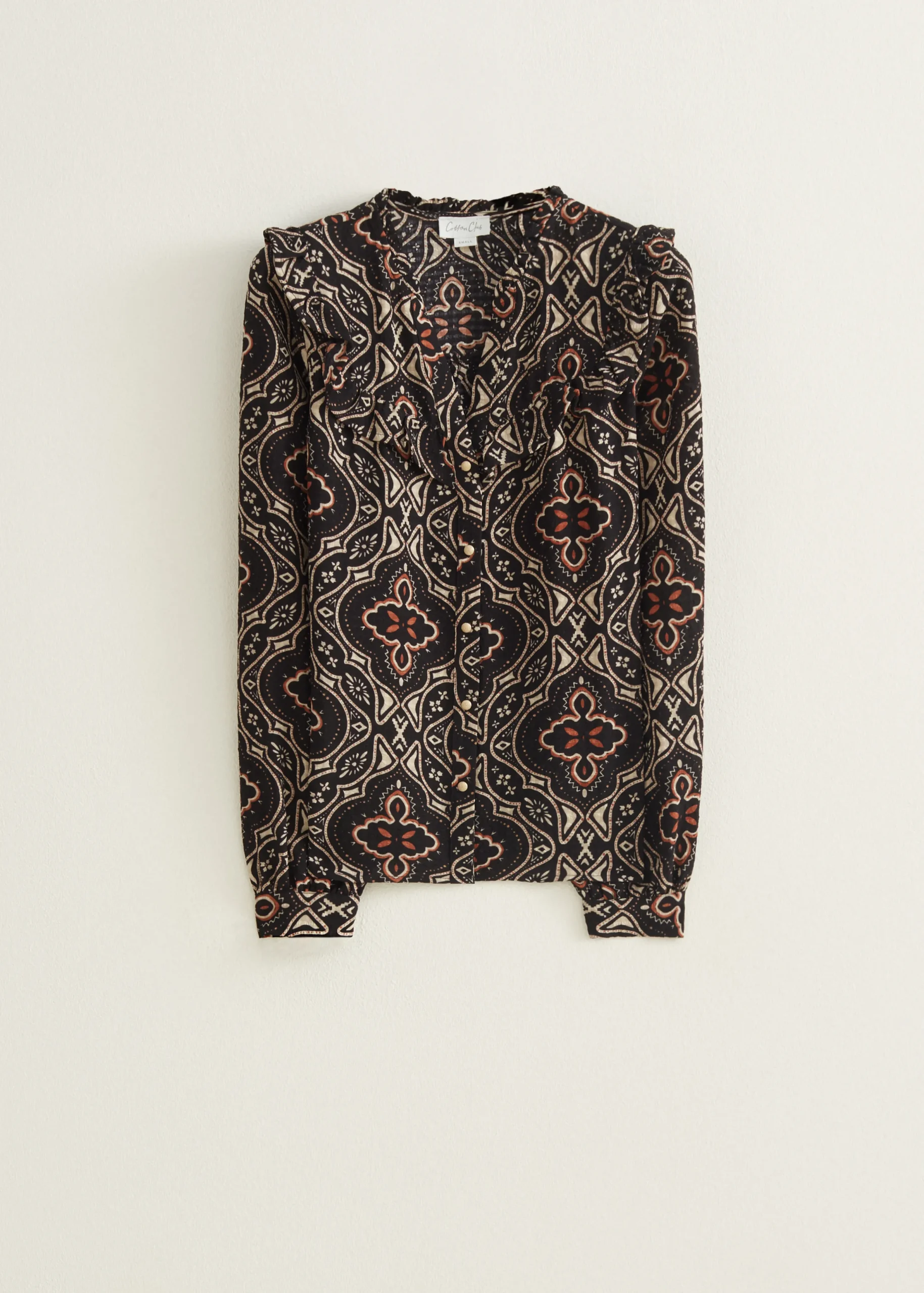 Outlet Cotton Club Blouse met structuur zwart