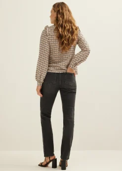 New Cotton Club Blouse met structuur middenblauw