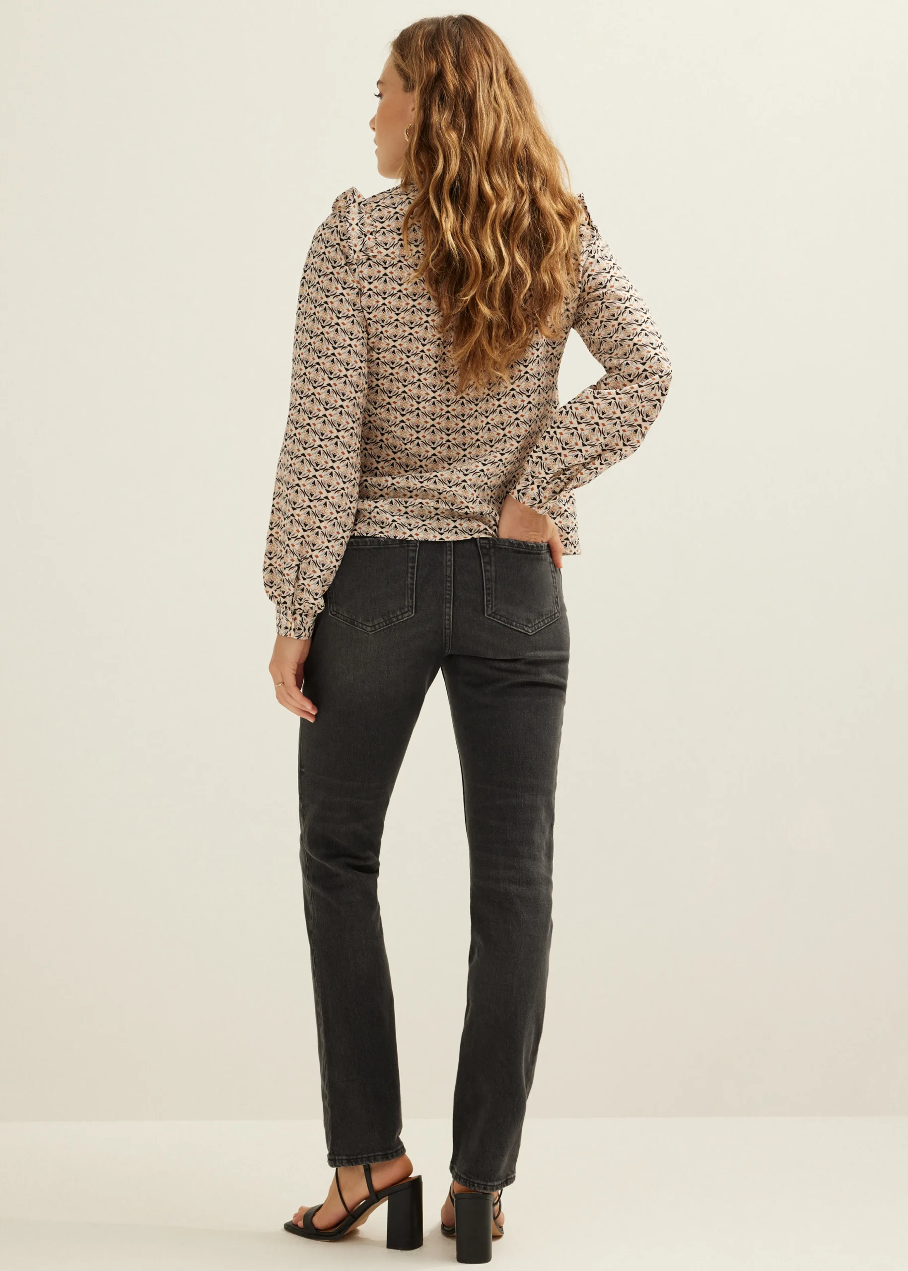 New Cotton Club Blouse met structuur middenblauw
