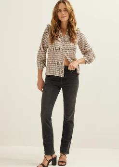 New Cotton Club Blouse met structuur middenblauw