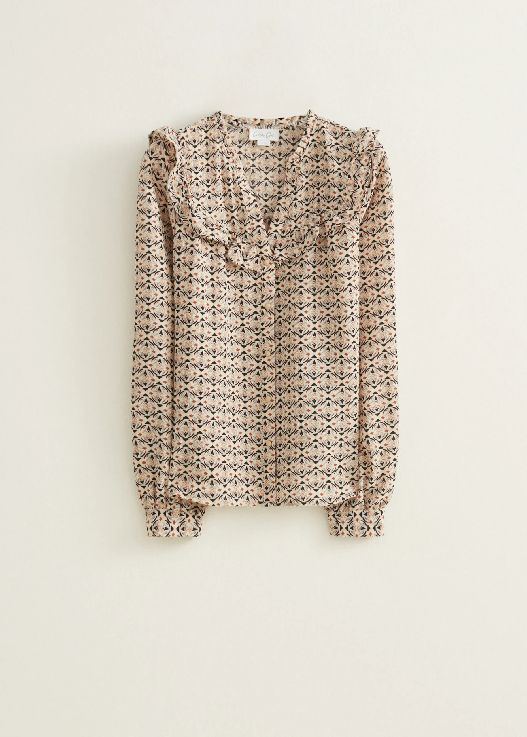 New Cotton Club Blouse met structuur middenblauw