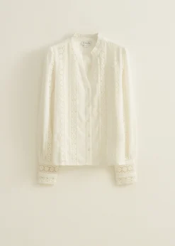 Fashion Cotton Club blouse met tape details wit,off-white